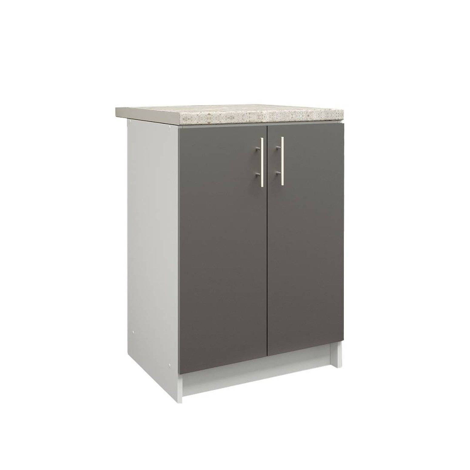 JD Greta 600mm Base Cabinet with 2 Doors & Worktop - Dark Grey Matt - Image 1