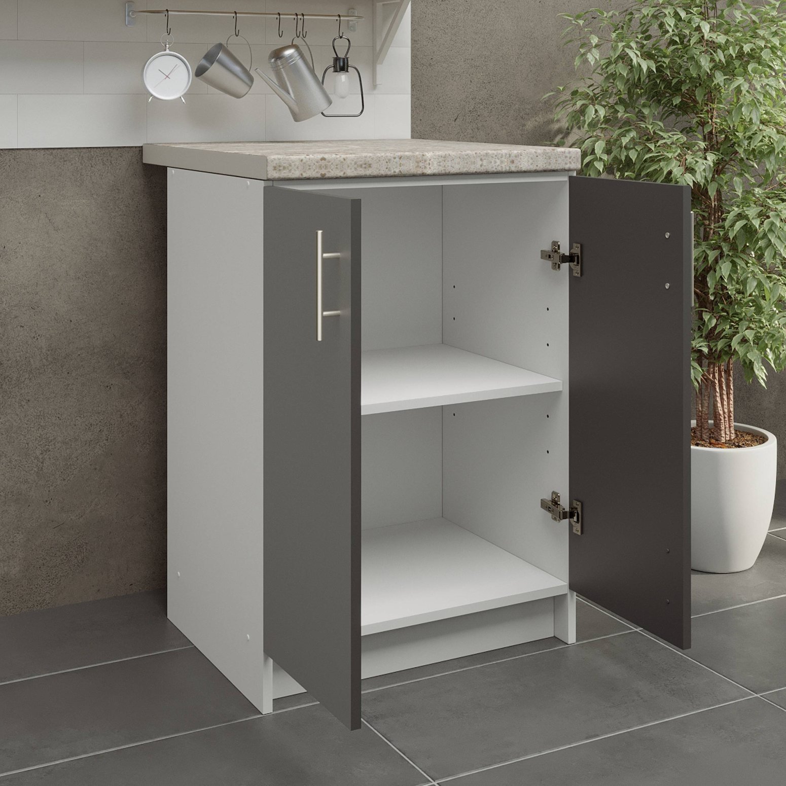 JD Greta 600mm Base Cabinet with 2 Doors & Worktop - Dark Grey Matt - Image 2