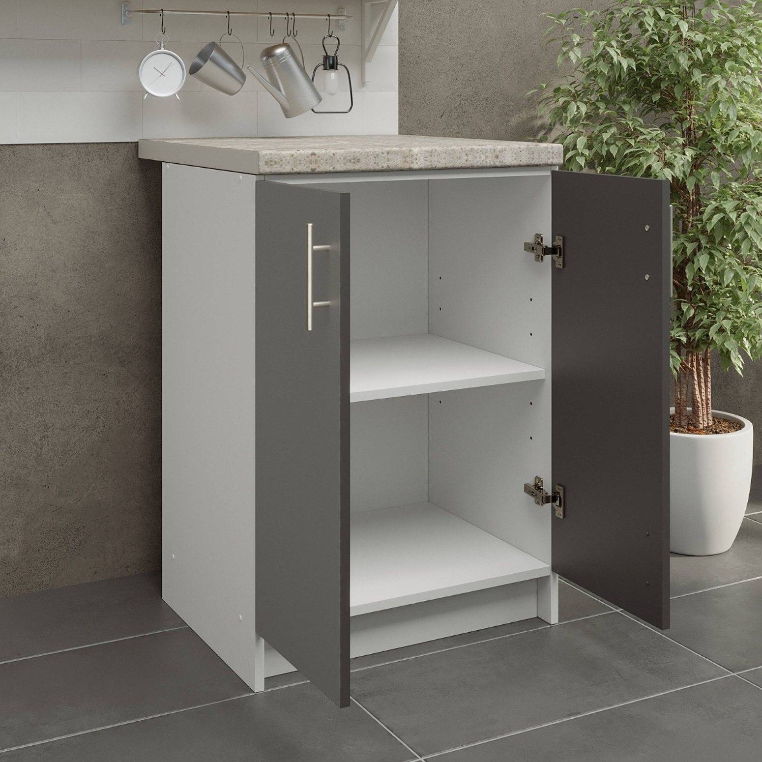 JD Greta 600mm Base Cabinet with 2 Doors & Worktop - Dark Grey Matt - Image 2
