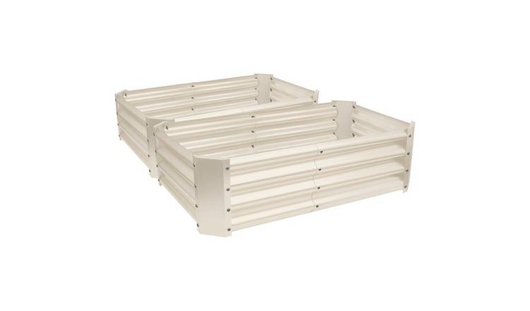 Harbour Housewares Rectangle Raised Garden Beds 120 x 60cm Set of 2 - Ivory