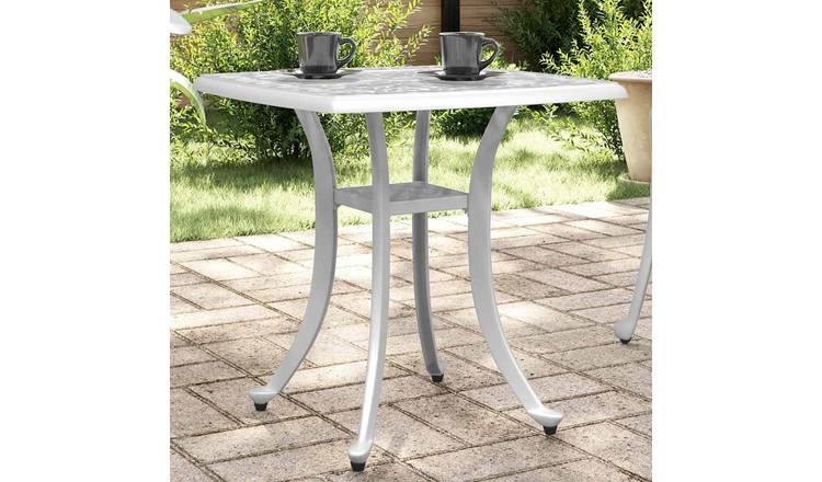Walplus Aluminium Garden Table Cast - White - 53 x 53 x 53 cm