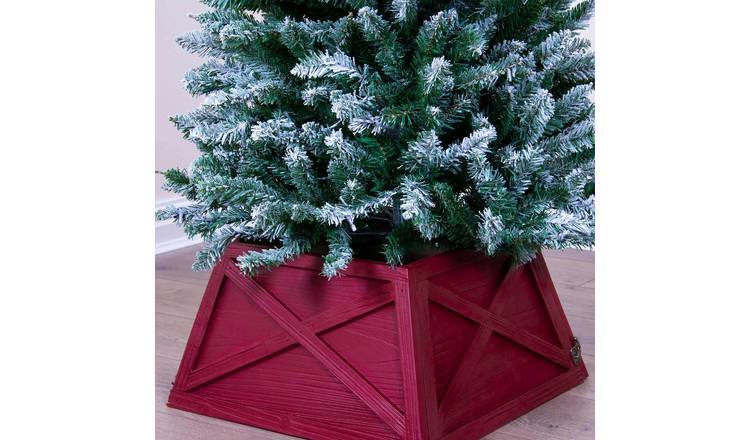 Christmas Tree World 46cm Wooden Christmas Tree Skirt - Red