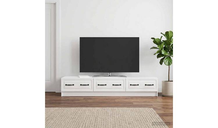 Walplus 3 Drawer High Gloss TV Cabinet - High Gloss White - 147 x 34.5 x 27 cm