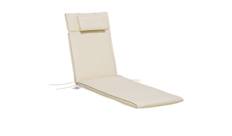 Outsunny Outdoor Sun Lounger Cushions with Pillow - Cream
