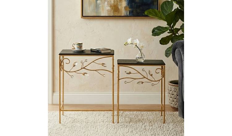 Orsina Gloss Nesting Tables, Set Of 2 - Gold