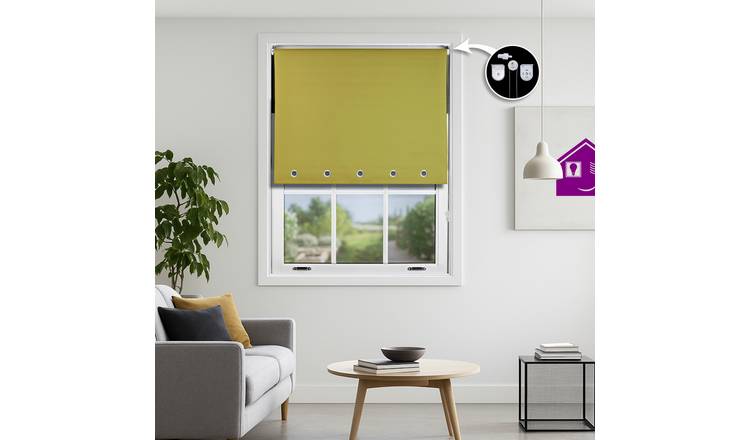 Furnished Green Blackout Roller Blind Round Eyelets - 50 x 165cm