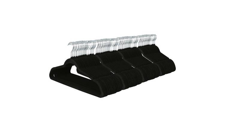 Harbour Housewares Non-Slip Velvet Hangers - 45cm - Black - Pack of 100