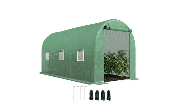 Outsunny Galvanised Steel UV Resistant Garden Tunnel Greenhouse - Green
