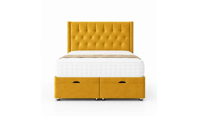 Comfy Deluxe  Miami Wing 4ft Small Double End Lift Ottoman Bed Set - Mustard