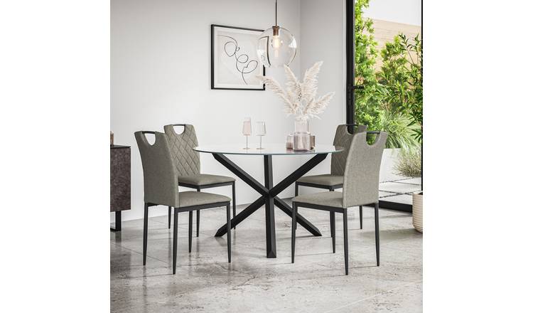 Furniture Online Malvern Monza Glass Top Dining Table & 4 Grey Chairs