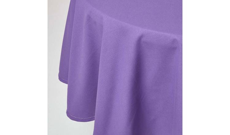 Homescapes Cotton Round Tablecloth - 178 cm - Purple