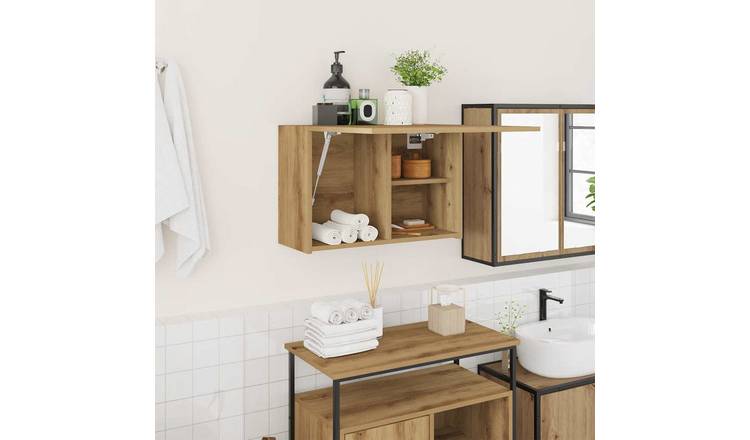 Walplus Engineered Wood Bathroom Wall Cabinet - Artisan Oak - 60 x 25 x 40 cm
