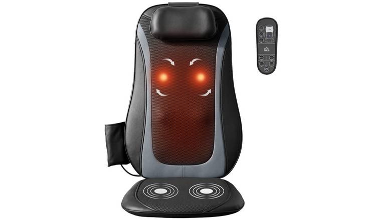 HOMCOM Heated Kneading 3 Level Seat Vibration Massage Chair Pad – Black