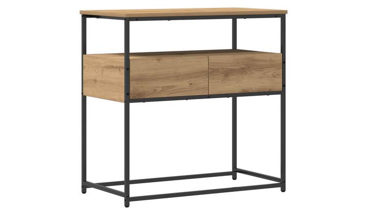 Walplus 2 Drawer Engineered Wood Bedside Cabinet - Artisan Oak - 75 x 40 x 75 cm