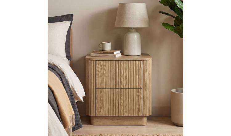 Home Source Winthorpe 2 Drawer Bedside Table – Oak