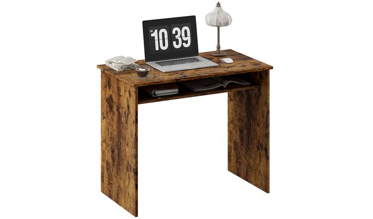 HOMCOM Storage Shelf Modern Computer Desk - Rustic Brown