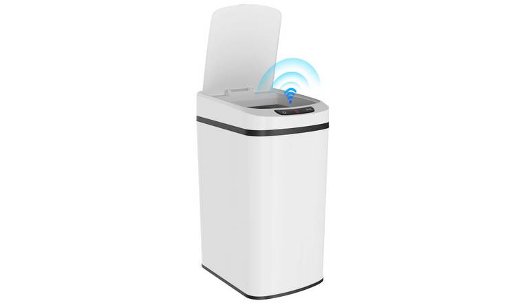 HOMCOM 12L Stainless Steel Automatic Touchless Motion Sensor Bin - White