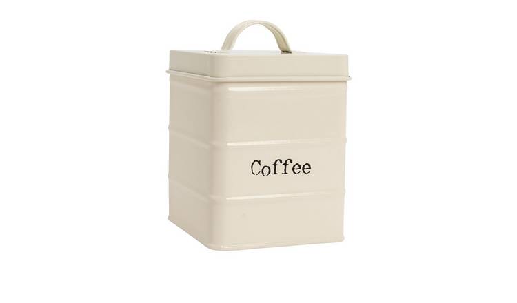 Harbour Housewares Vintage Metal Kitchen Coffee Canister - Cream