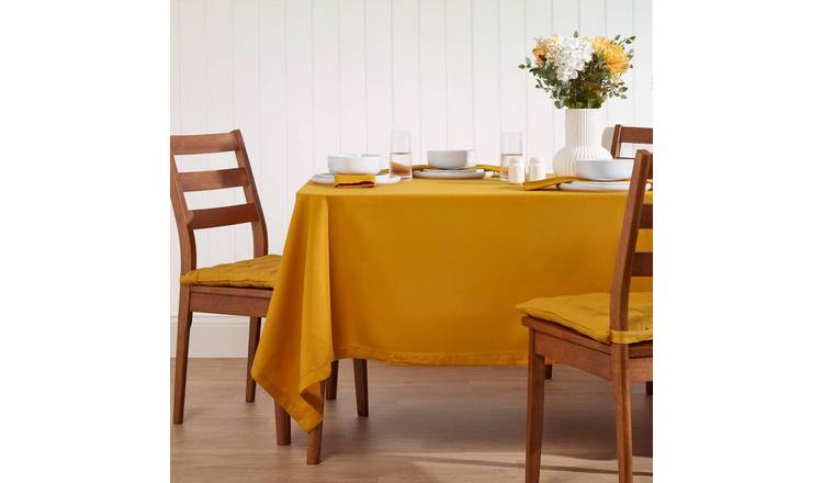 Homescapes Cotton Tablecloth - 178 x 300 cm - Mustard