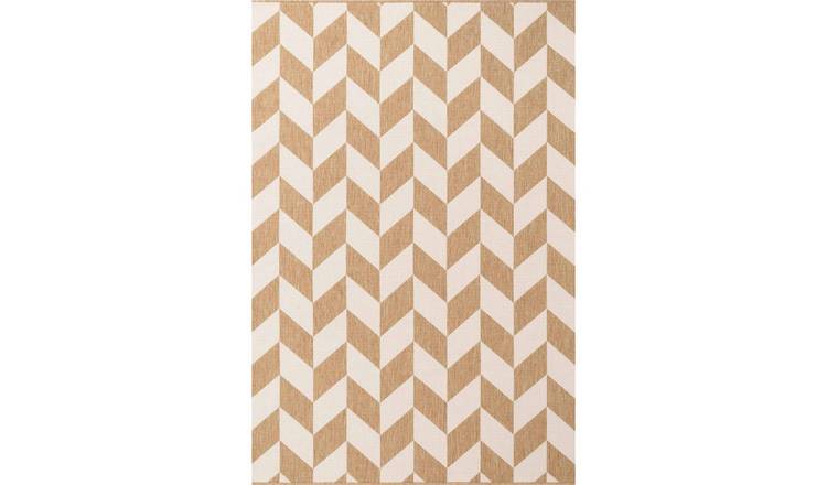 Ted Baker Beige Terrick Indoor Outdoor Chevron Reversible Rug - 120 x 170cm