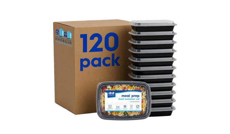 Harbour Housewares Reusable Meal Prep Containers (1120ml) - Pack of 120