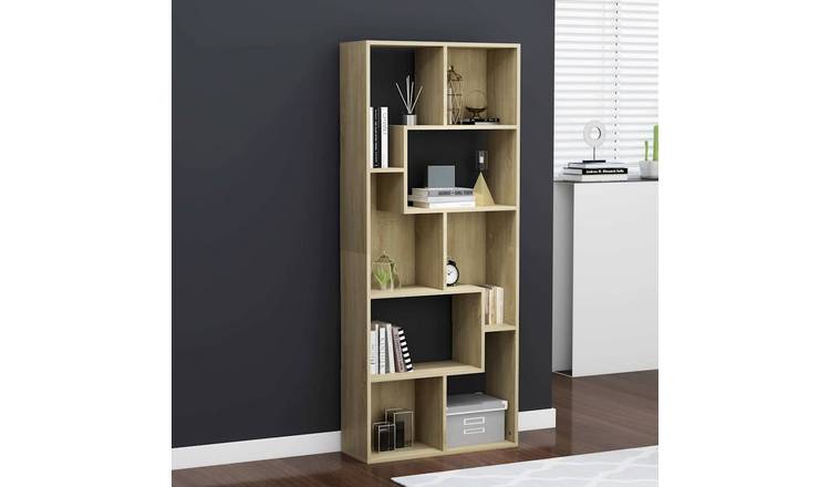 Walplus Engineered Wood Book Cabinet - Light Oak - 67 x 24 x 161 cm