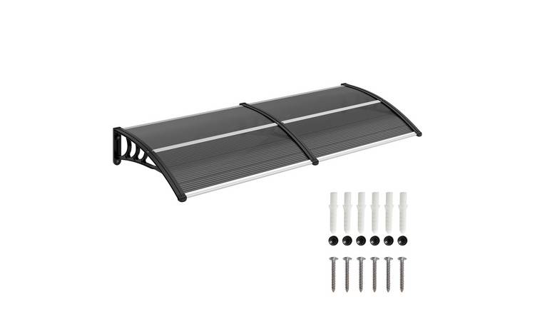 Outsunny Aluminium UV Resistant Garden Door Canopy Rain Shelter - Black
