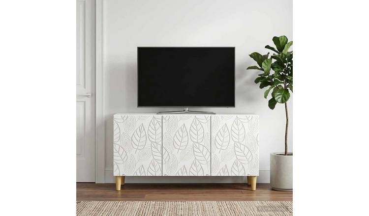 Walplus 3 Door Engineered Wood TV Cabinet - White - 99 x 34.5 x 50 cm
