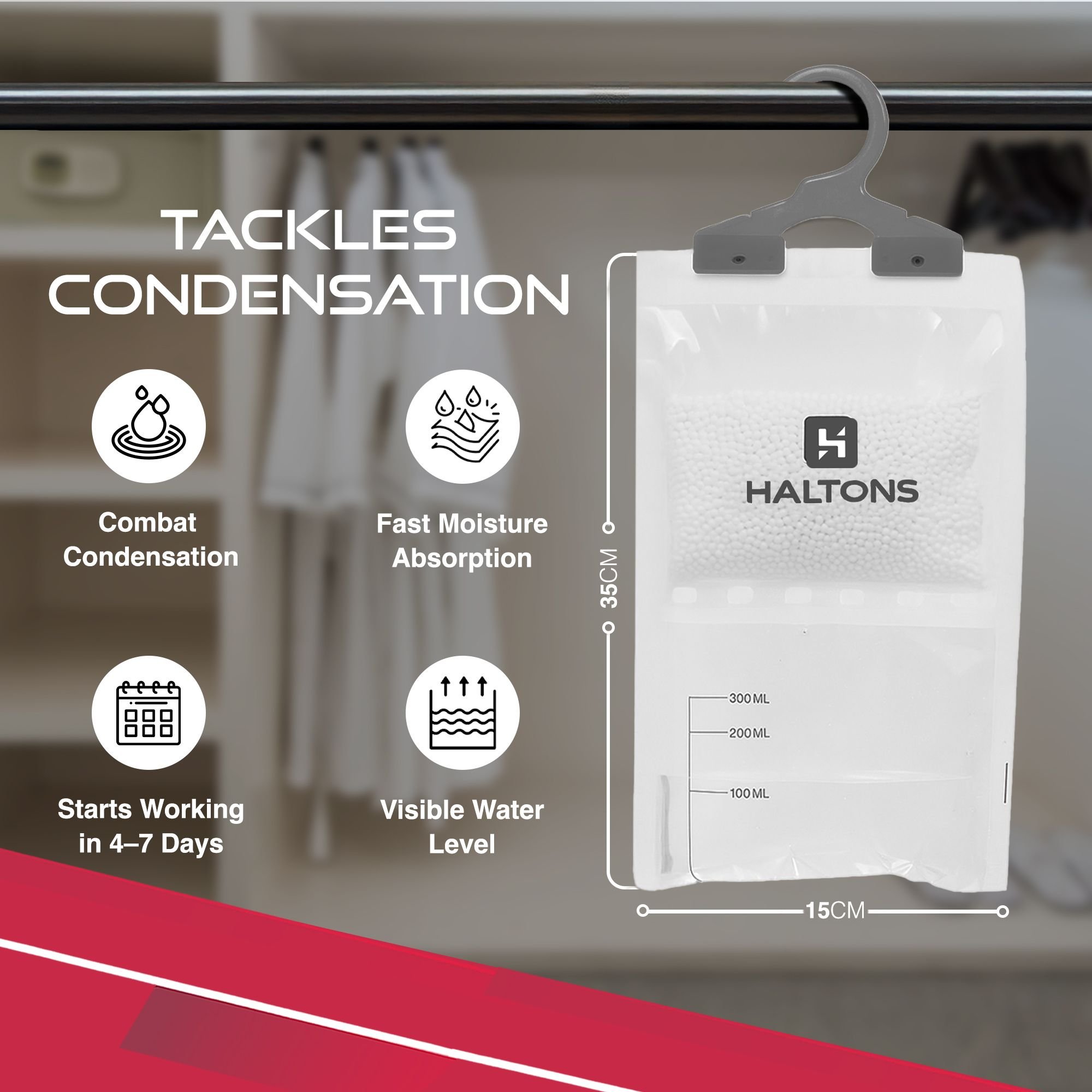 Haltons White 210g Hanging Dehumidifier Moisture Absorbers - Pack of 20 - Image 2