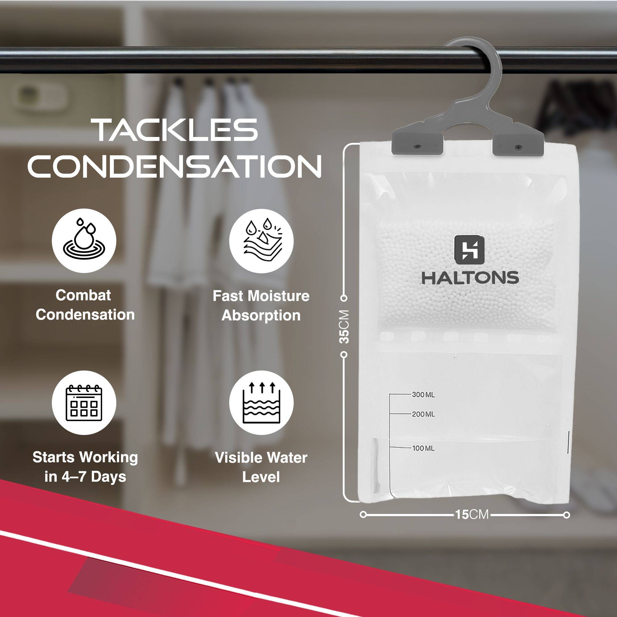 Haltons White 210g Hanging Dehumidifier Moisture Absorbers - Pack of 20 - Image 2