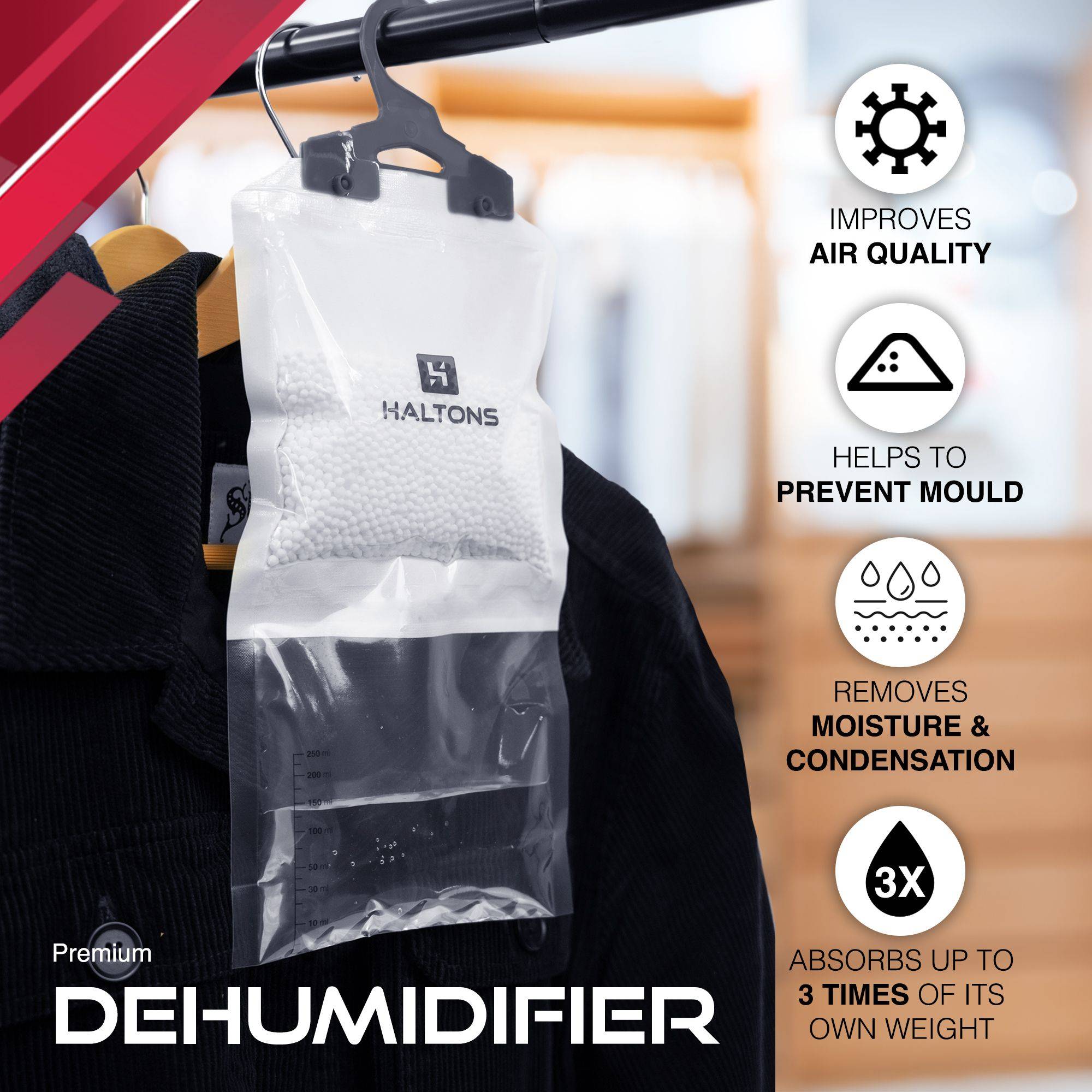 Haltons White 210g Hanging Dehumidifier Moisture Absorbers - Pack of 20 - Image 3