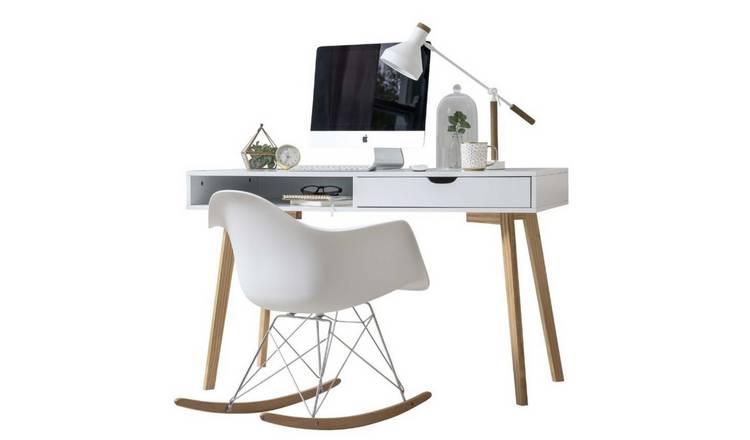 Noa & Nani Ludvig Office Desk With 1 Drawer - White & Natural Pine