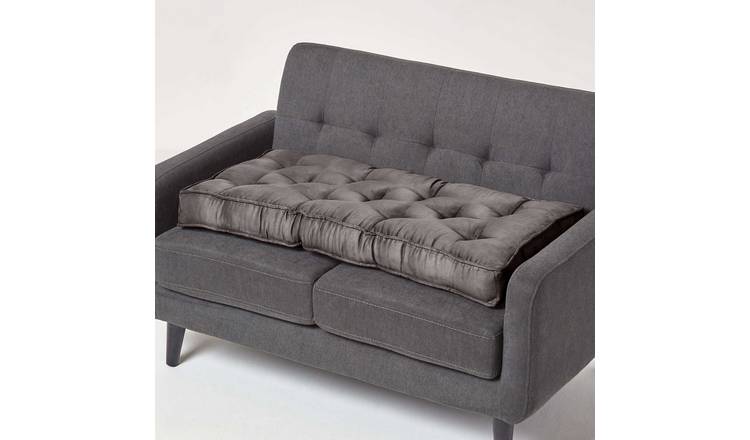 Homescapes Faux Suede 2 Seater Sofa Booster Cushion - Grey