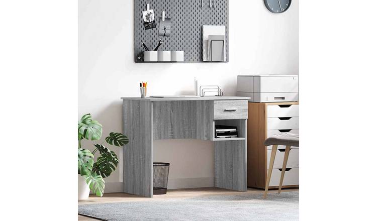 Walplus Engineered Wood Desk - Grey and Oak - 90 x 49 x 75 cm