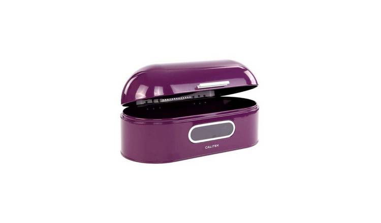 Calitek Retro Bread Bin Round Top Kitchen Counter Coated Carbon Steel - Purple