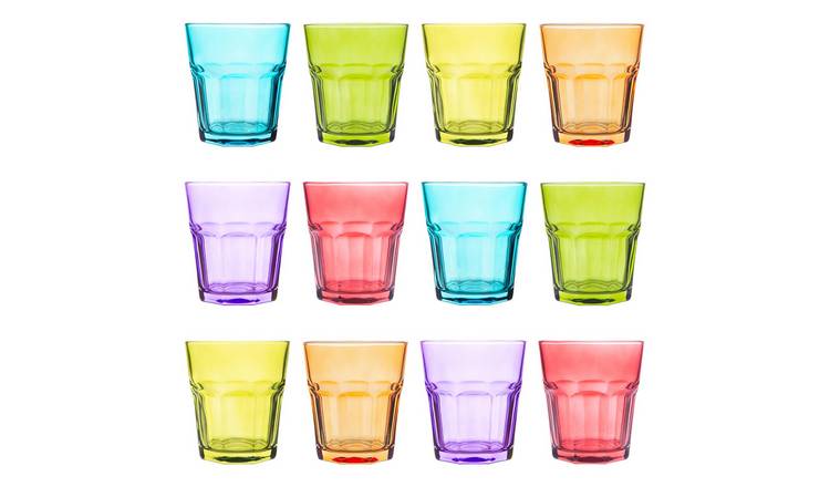 Rink Drink Coloured Water Glasses - 6 Colours - Pack of 12