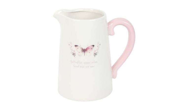 Something Different Butterfly Flower Jug - White & Pink