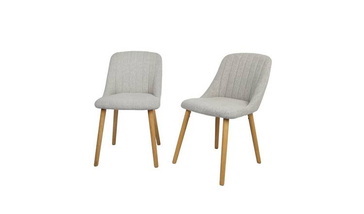 HomeGardenDirect Emilia Textured Linen Dining Chair Set of 2 - Grey