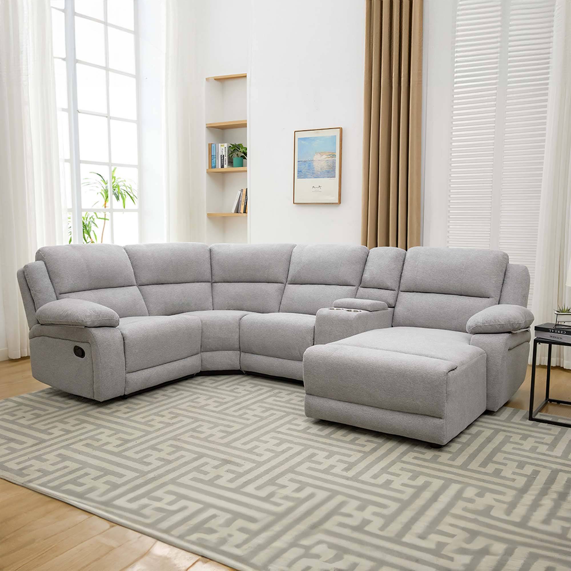 Furniture Online Dublin Corner Recliner 4 Seater Linen Sofa – Light Grey - Image 2