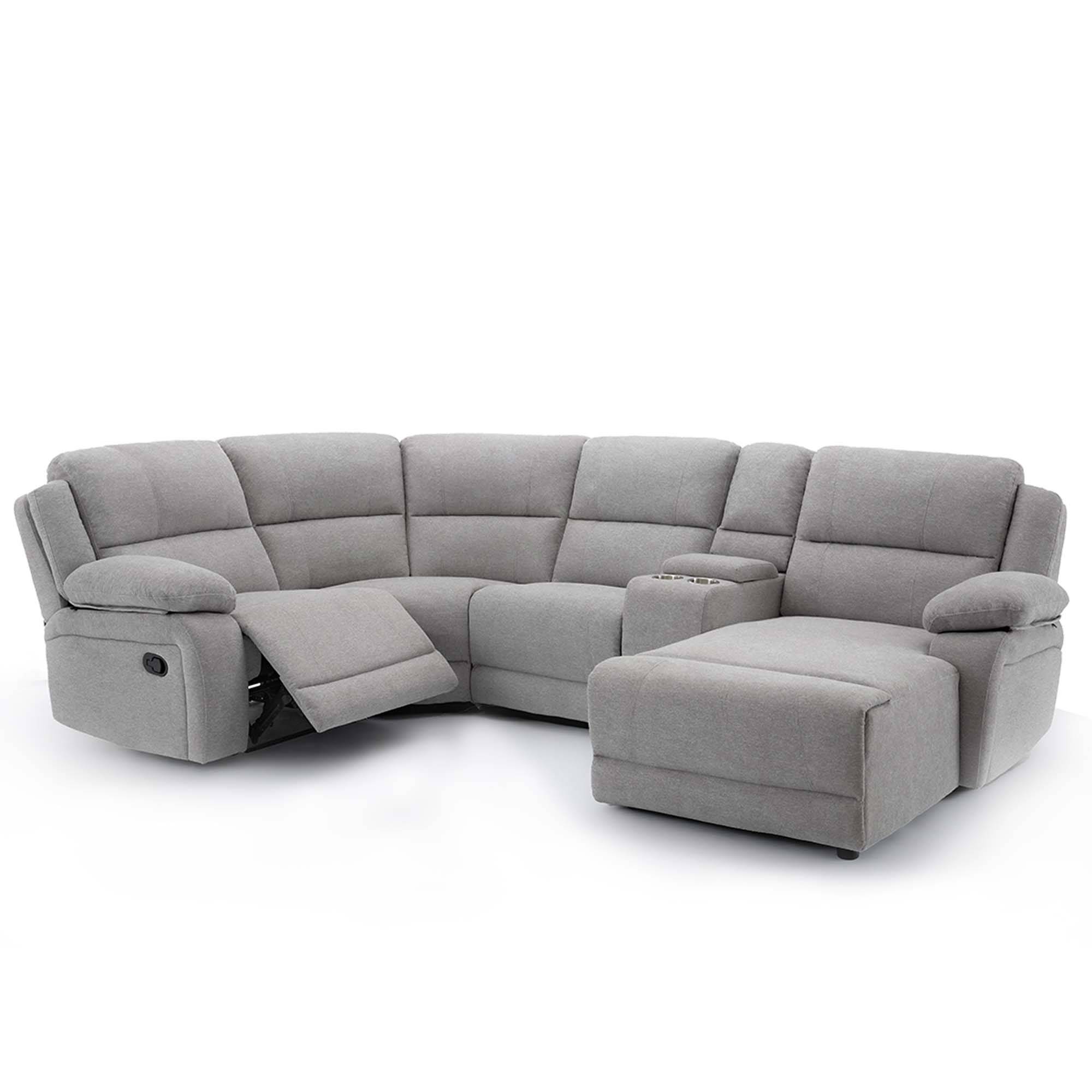 Furniture Online Dublin Corner Recliner 4 Seater Linen Sofa – Light Grey - Image 3