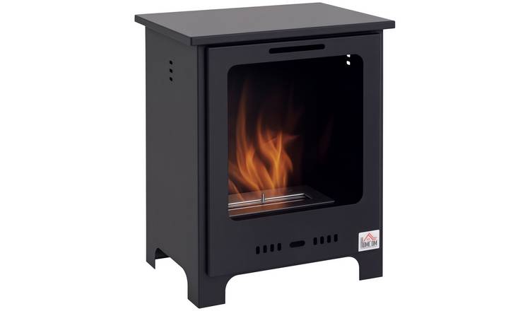 HOMCOM Freestanding Ethanol Fireplace, Bioethanol Fire - Black