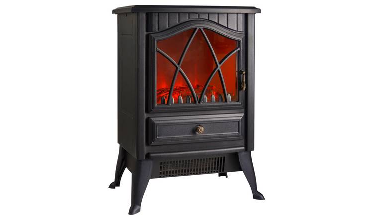VonHaus 1800W LED Flame Electric Stove Heater - Log Burner Effect