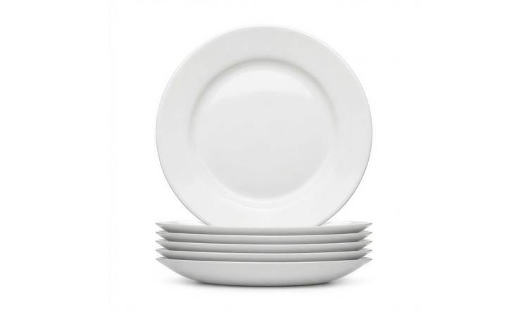 Argon Tableware Round Opalware Dessert Plates - Pack of 6