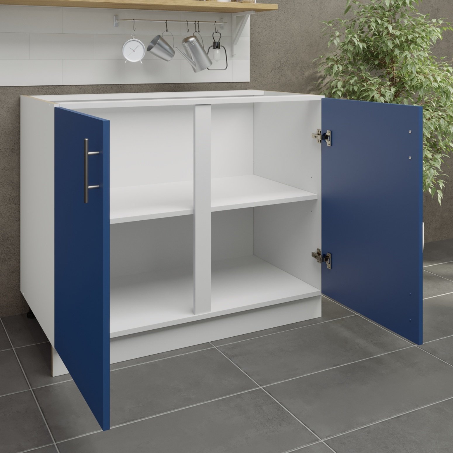 JD Greta 1000mm Adjustable Leg Base Cabinet with 2 Doors - Navy Blue Matt - Image 2