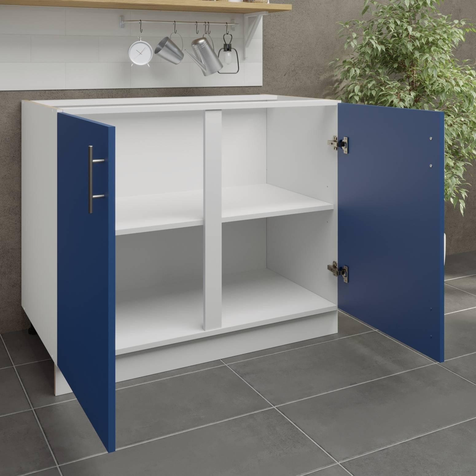 JD Greta 1000mm Adjustable Leg Base Cabinet with 2 Doors - Navy Blue Matt - Image 2