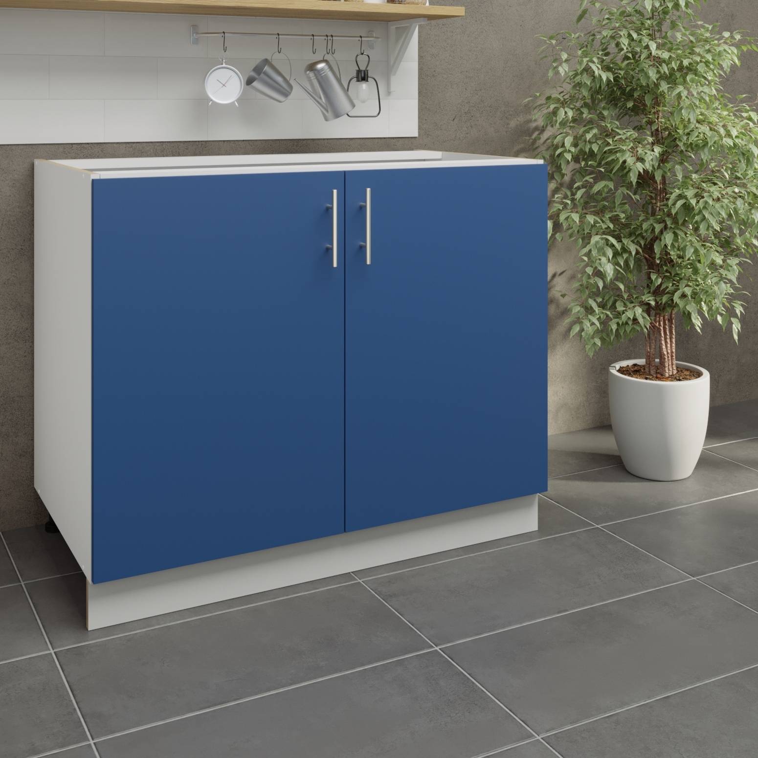 JD Greta 1000mm Adjustable Leg Base Cabinet with 2 Doors - Navy Blue Matt - Image 3