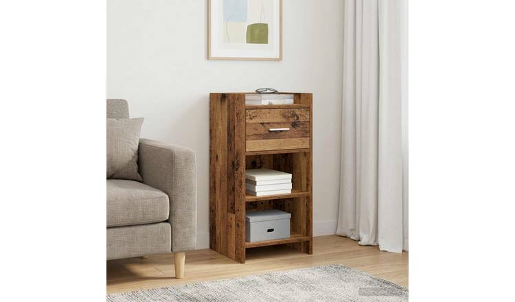 Walplus 1 Drawer Rectangular Sideboard - Old Wood - 40 x 36 x 80 cm
