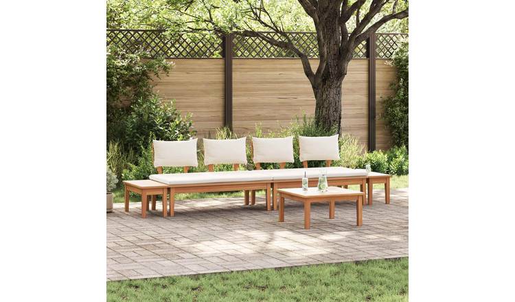 Walplus 5 Piece Garden Sofa Set Open Shelf - Brown and Cream - 60 x 60 x 30 cm