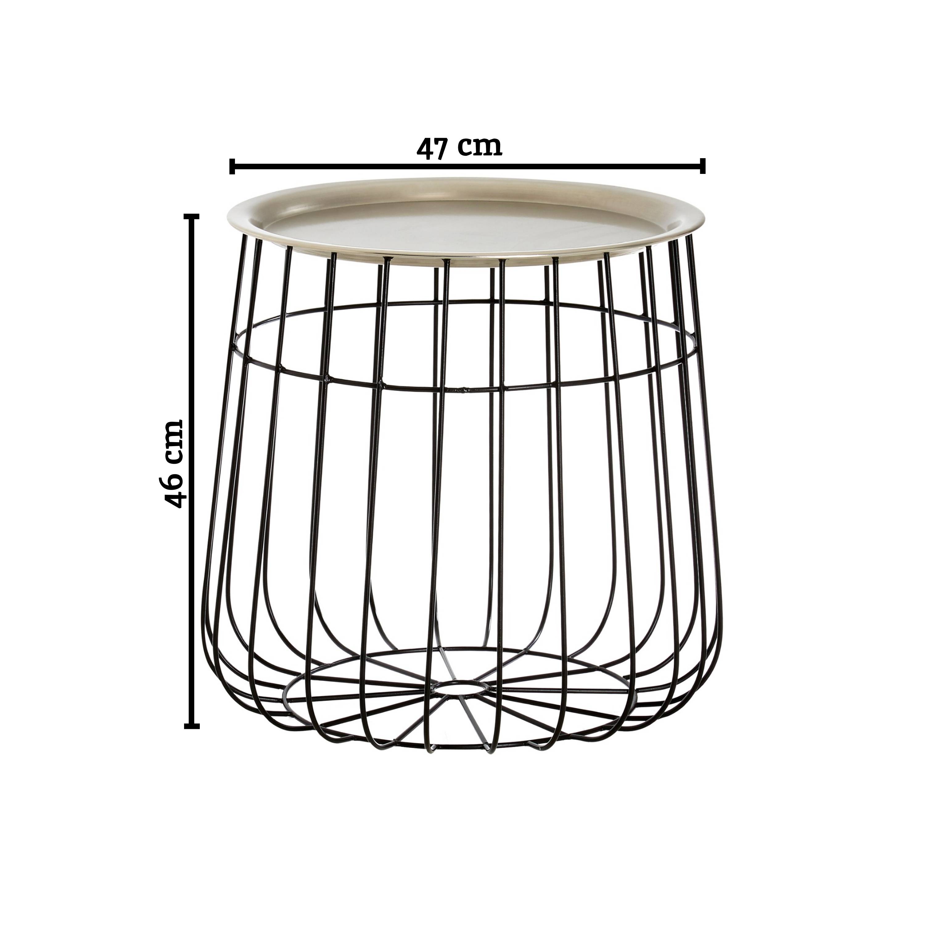 Orsina Metal Wire Detail Side Table - Black and Silver - Image 5
