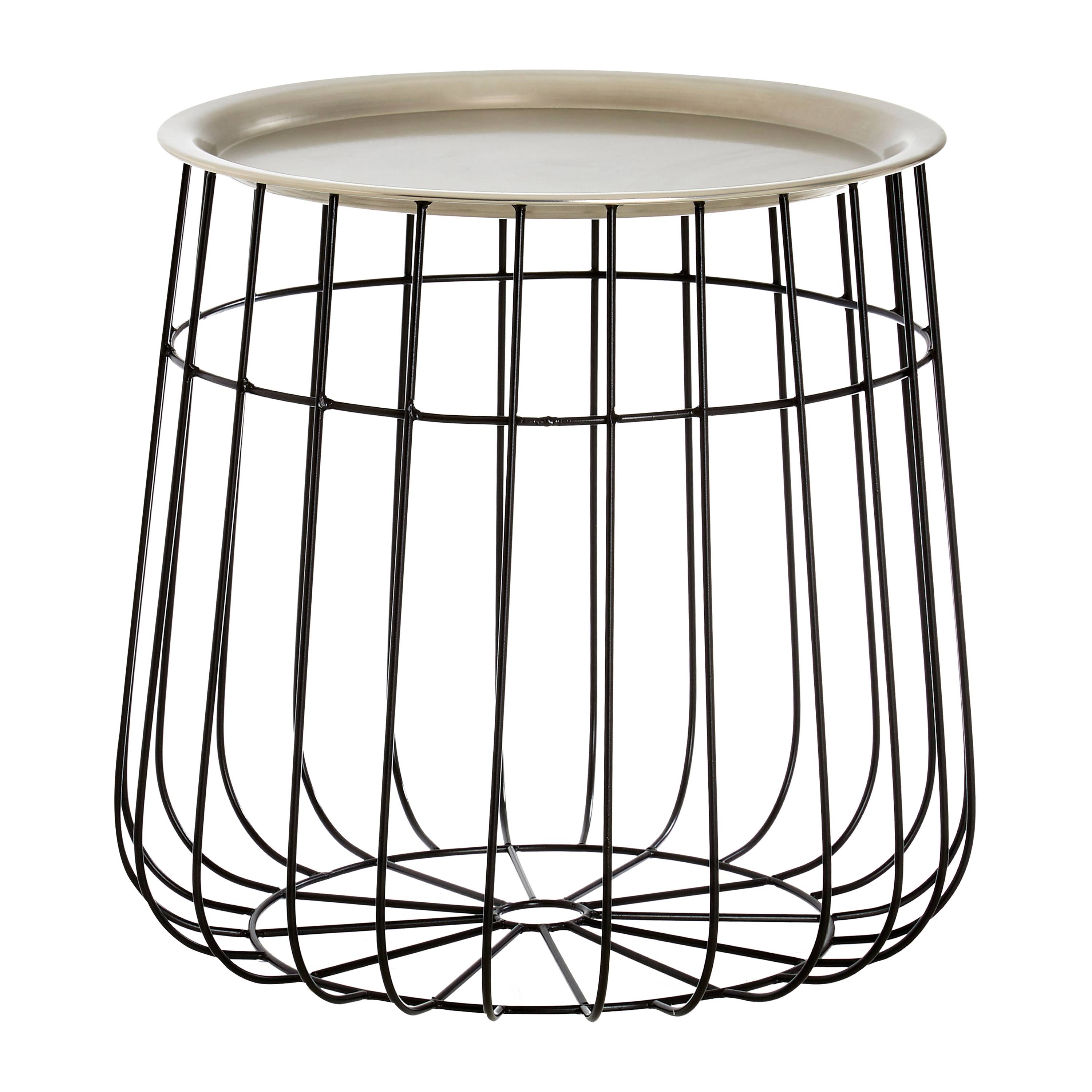 Orsina Metal Wire Detail Side Table - Black and Silver - Image 1
